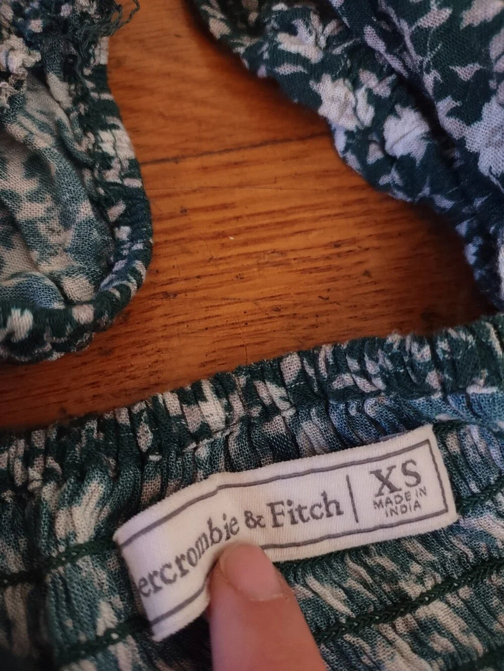Abercrombie & Fitch dark blue green floral maxi dress with puffy sleeves Size XS